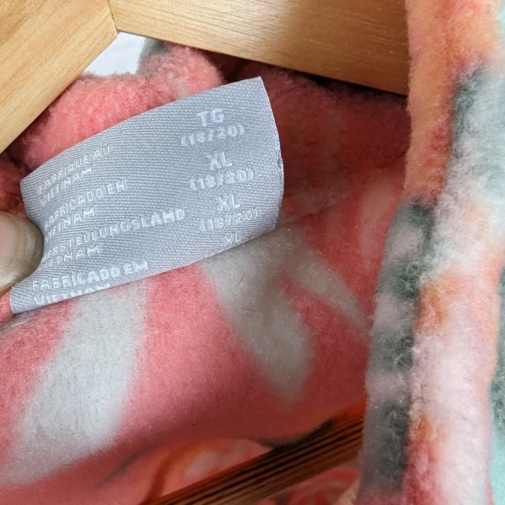 Columbia Floral Fleece Jacket‎ Youth XL Peachy Pink Green